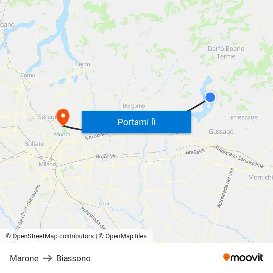 Marone to Biassono map