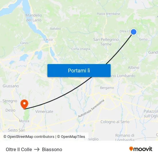 Oltre Il Colle to Biassono map