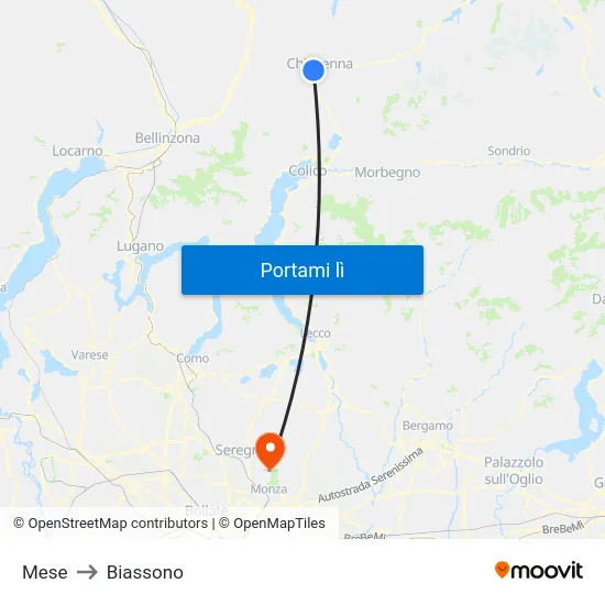 Mese to Biassono map