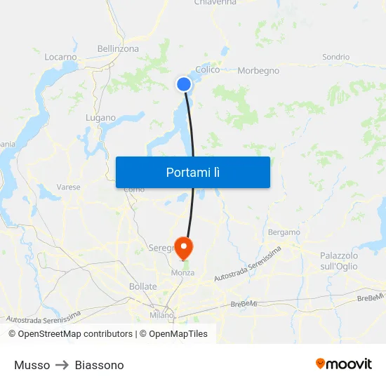 Musso to Biassono map