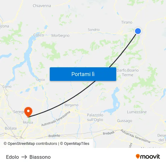 Edolo to Biassono map