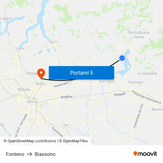 Fonteno to Biassono map