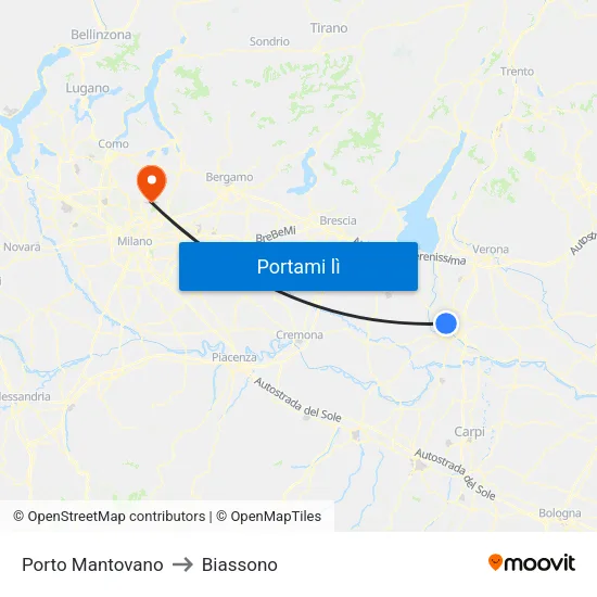 Porto Mantovano to Biassono map