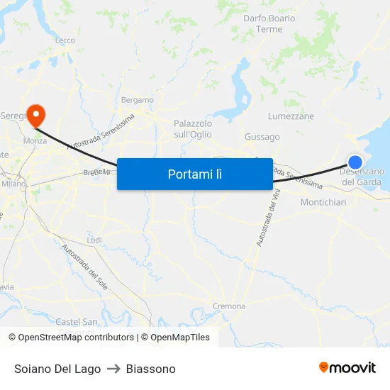 Soiano Del Lago to Biassono map