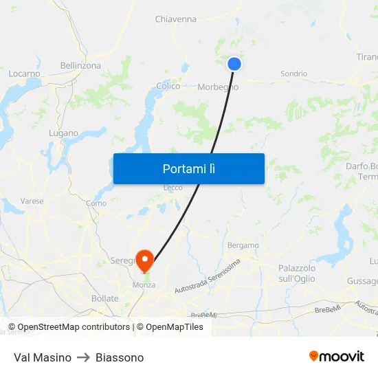 Val Masino to Biassono map