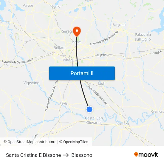 Santa Cristina E Bissone to Biassono map