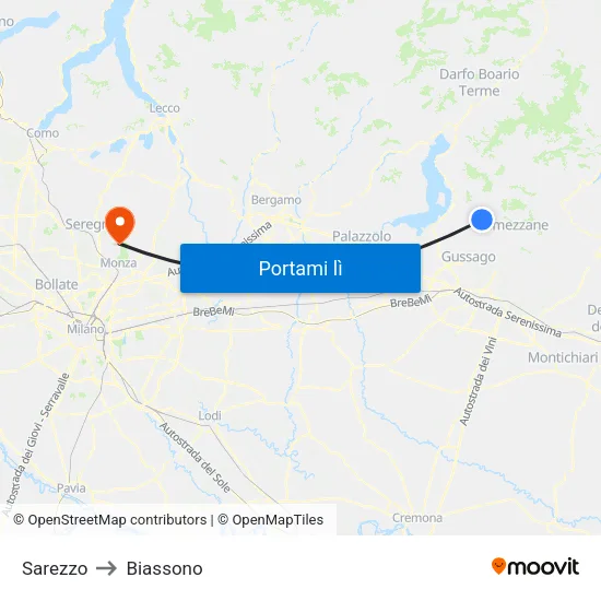 Sarezzo to Biassono map