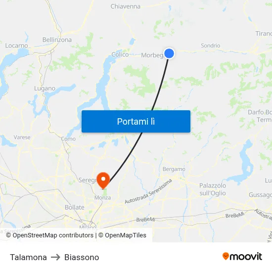 Talamona to Biassono map