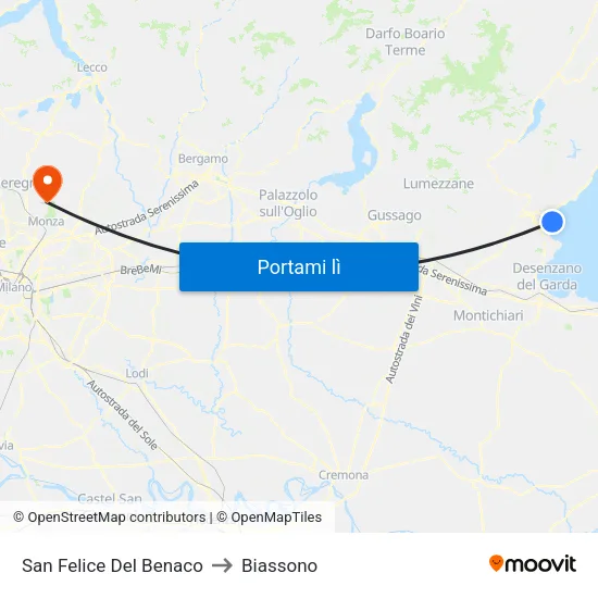 San Felice Del Benaco to Biassono map