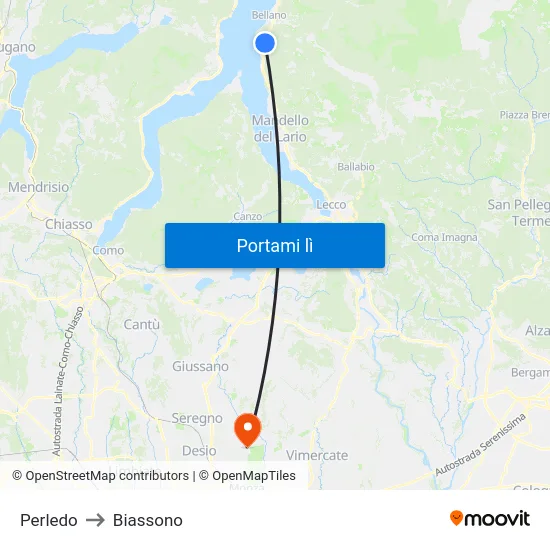 Perledo to Biassono map