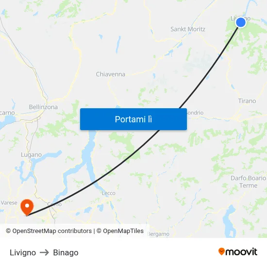 Livigno to Binago map