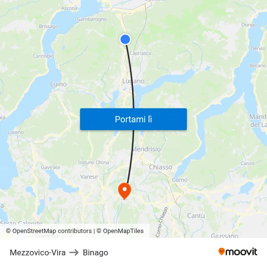 Mezzovico-Vira to Binago map