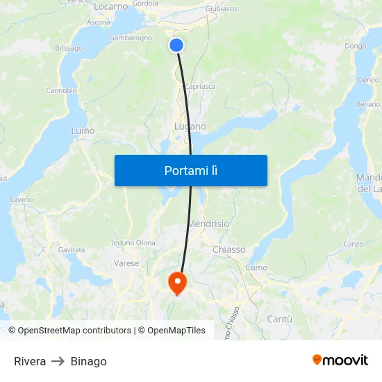 Rivera to Binago map