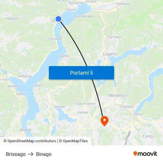 Brissago to Binago map