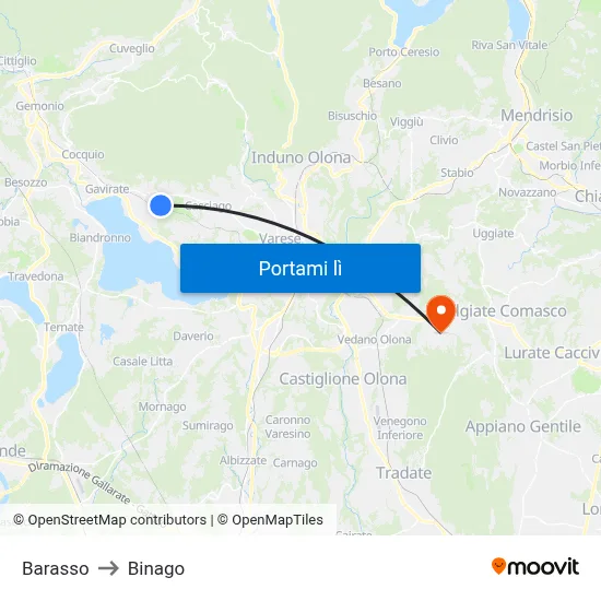 Barasso to Binago map