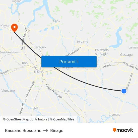 Bassano Bresciano to Binago map