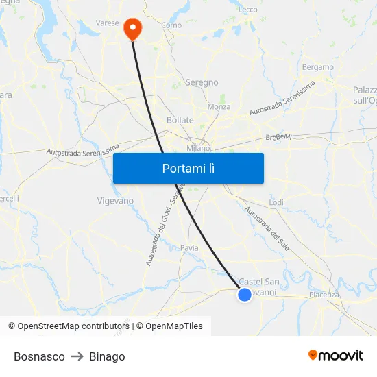 Bosnasco to Binago map