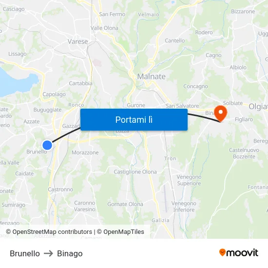 Brunello to Binago map