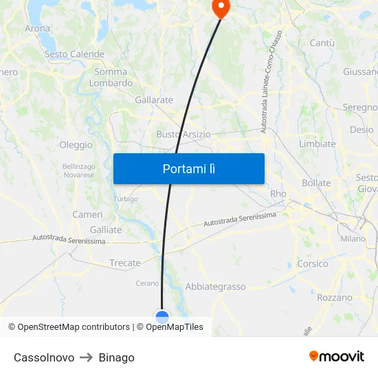Cassolnovo to Binago map