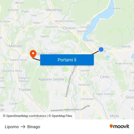 Lipomo to Binago map