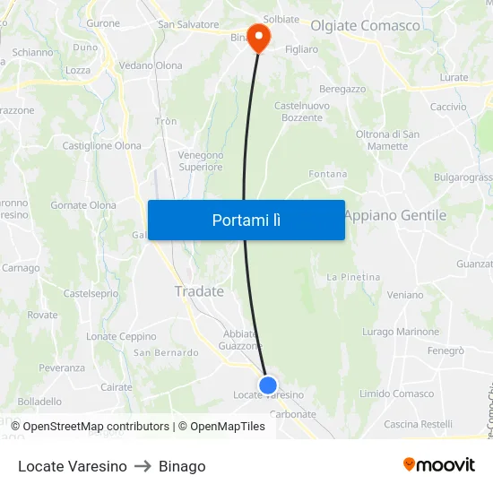 Locate Varesino to Binago map