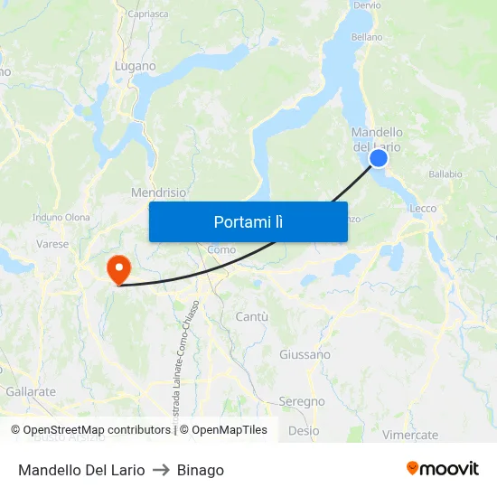 Mandello Del Lario to Binago map