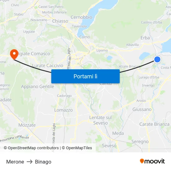Merone to Binago map