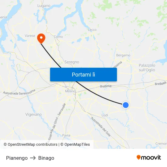 Pianengo to Binago map