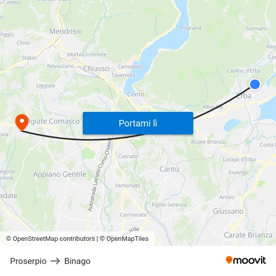 Proserpio to Binago map