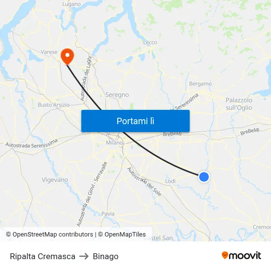 Ripalta Cremasca to Binago map
