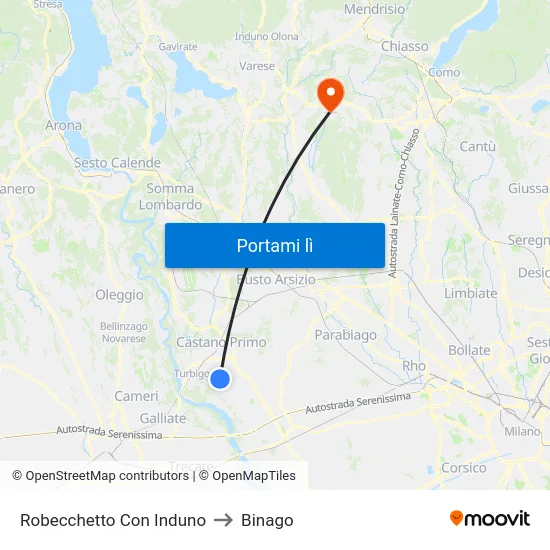 Robecchetto Con Induno to Binago map