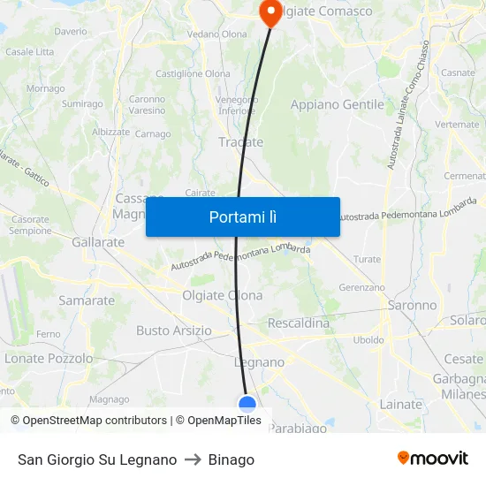San Giorgio Su Legnano to Binago map