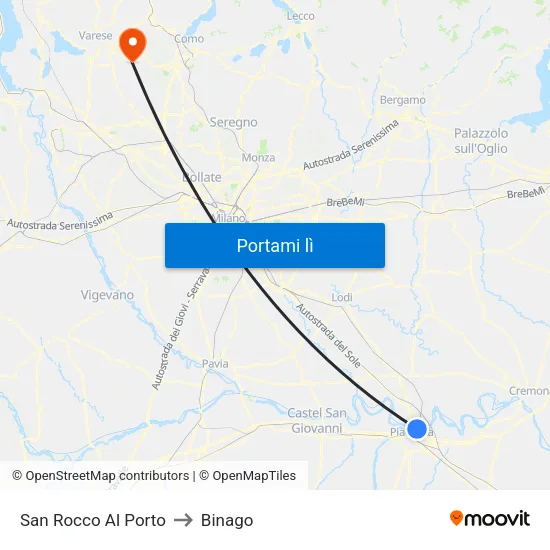 San Rocco Al Porto to Binago map