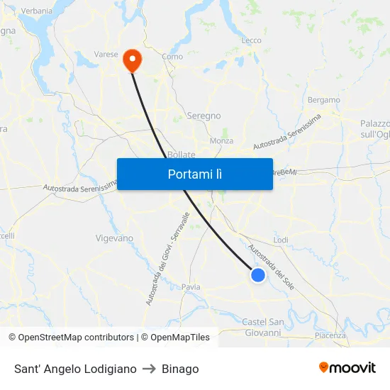 Sant' Angelo Lodigiano to Binago map
