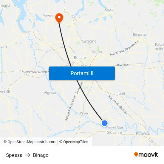 Spessa to Binago map