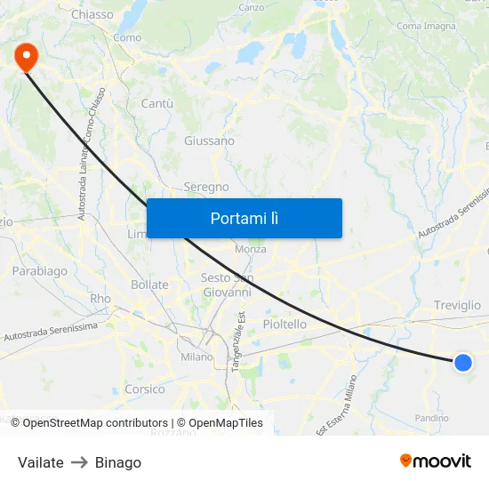 Vailate to Binago map