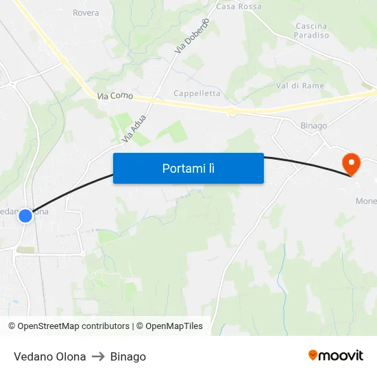 Vedano Olona to Binago map