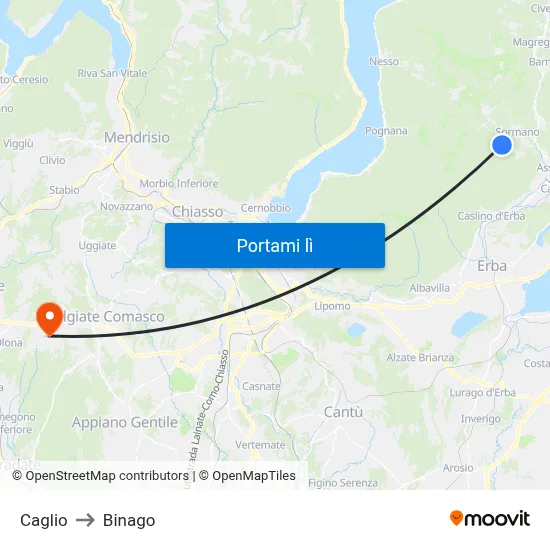 Caglio to Binago map