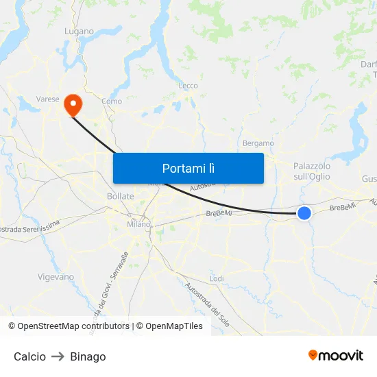 Calcio to Binago map