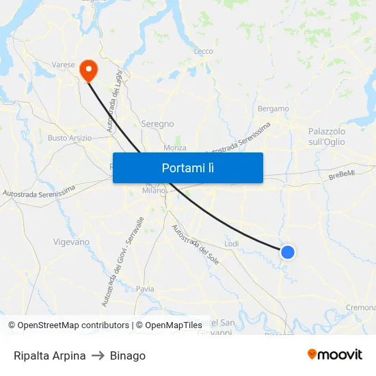 Ripalta Arpina to Binago map