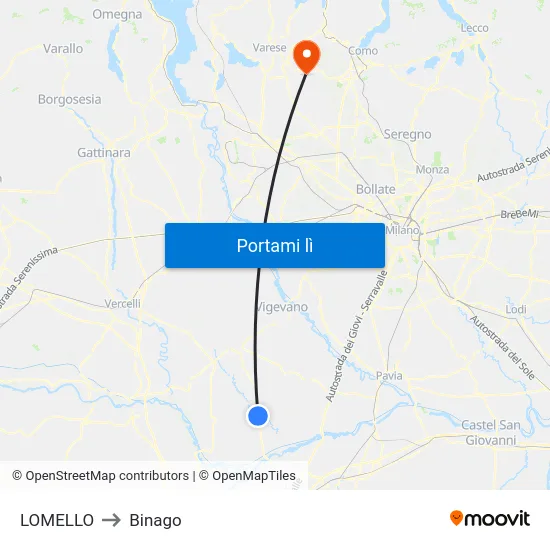 LOMELLO to Binago map