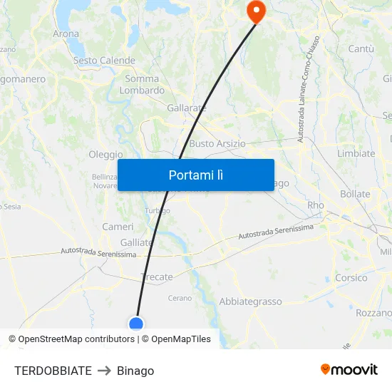 TERDOBBIATE to Binago map
