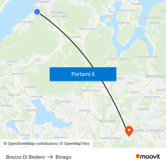 Brezzo Di Bedero to Binago map