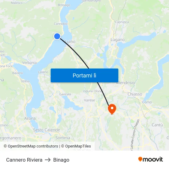 Cannero Riviera to Binago map