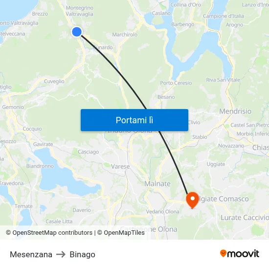 Mesenzana to Binago map