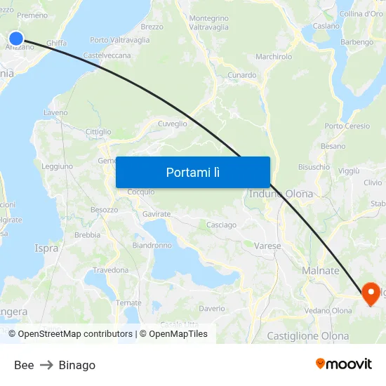 Bee to Binago map