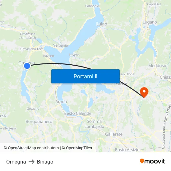 Omegna to Binago map