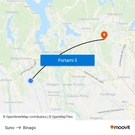 Suno to Binago map