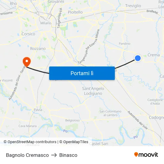 Bagnolo Cremasco to Binasco map