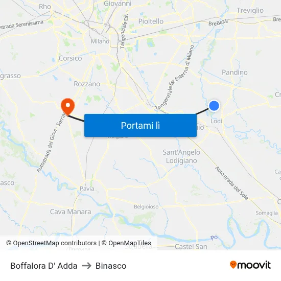 Boffalora D' Adda to Binasco map